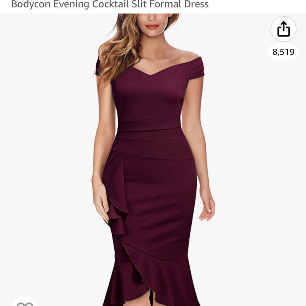 Knitee Large burgundy wedding guest dress